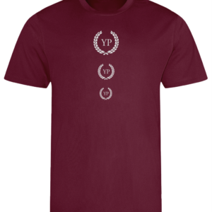 YourPhysique T-Shirt Burgundy - YP Logo Wit Verticaal 3x